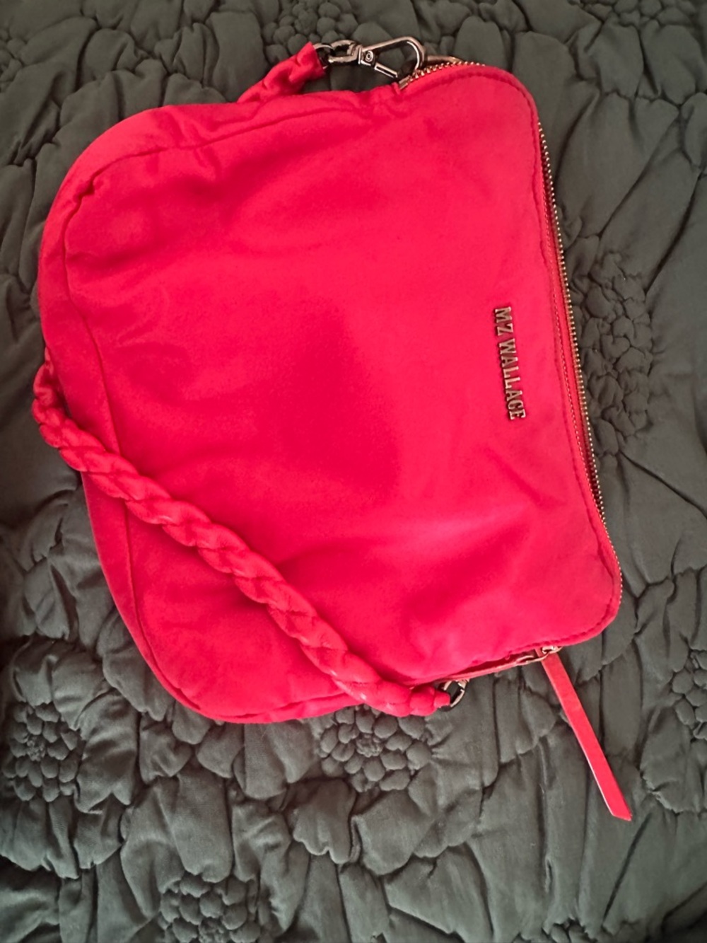 MZ Wallace Bright Pink Nylon Braided-Strap Crossbody